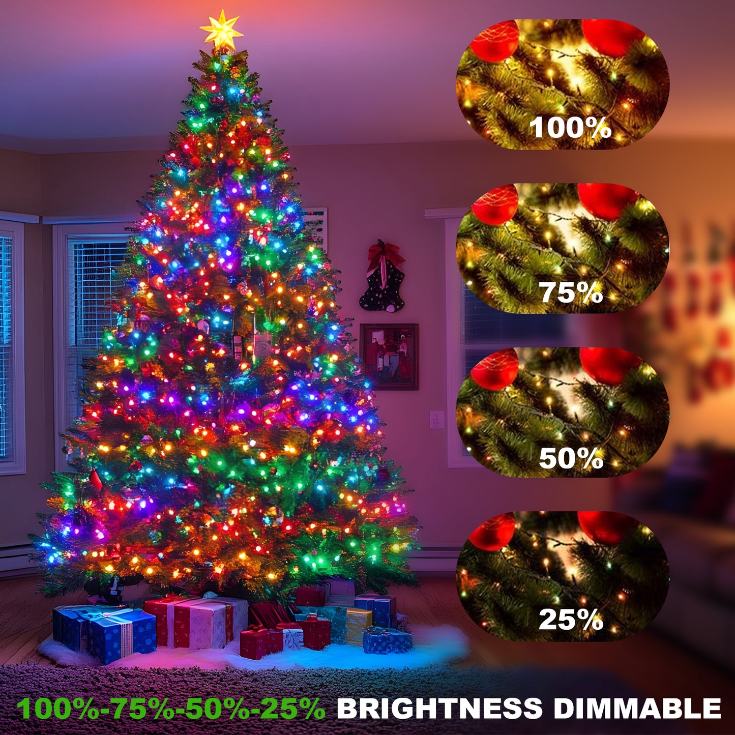 Unicozin 262FT 800 LED Color Changing Christmas Lights, Waterproof Indoor Outdoor Tree Fairy Lights Warm White & Multicolor 11 Modes with Timer Remote
