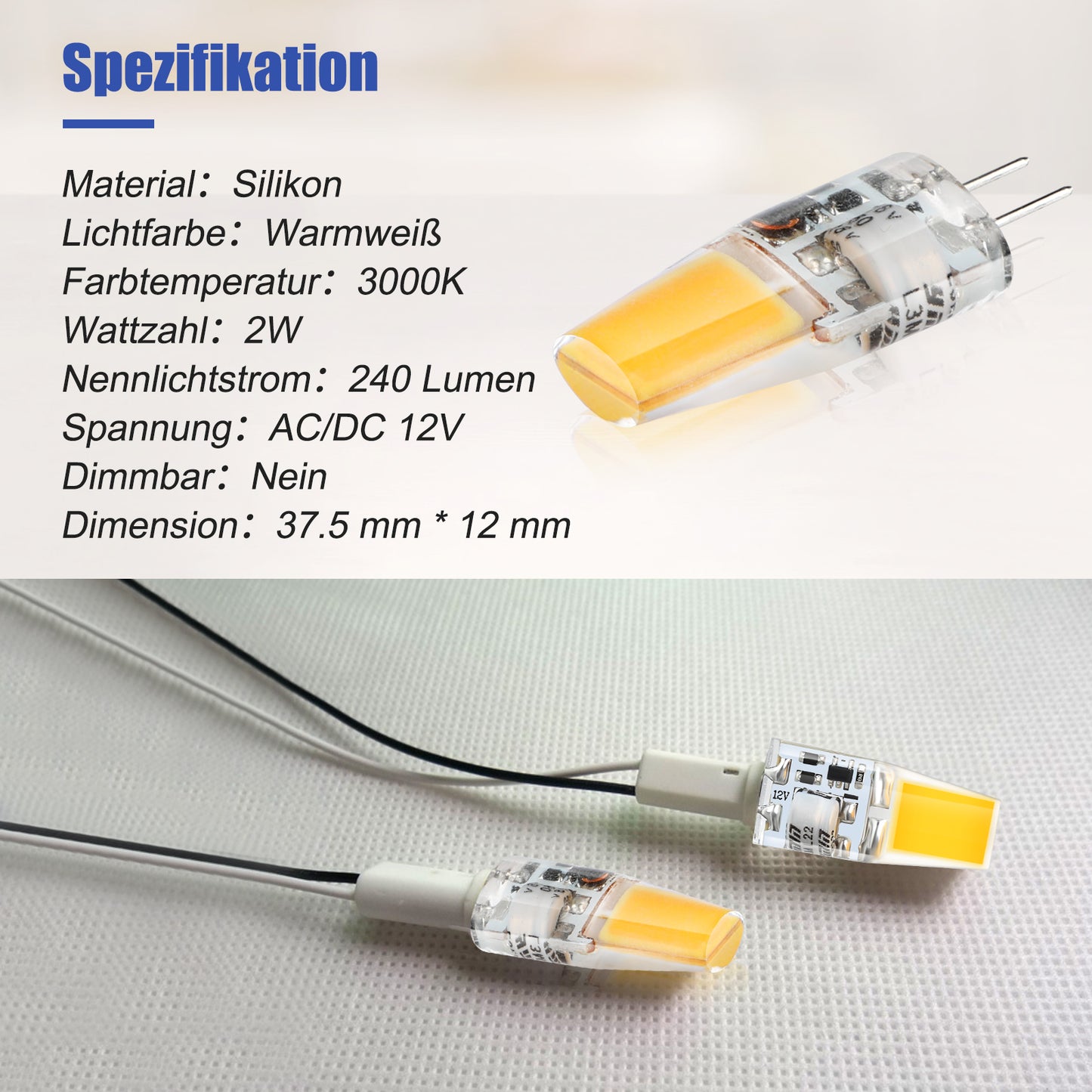 Unicozin 5er Pack G4 LED Lampen, 12V 2W 240LM G4 Led Stiftsockellampe, Warmweiß 3000K Kein Flackern, Ersatz 20W Halogenlampen, G4 LED Leuchmittel, Nicht Dimmbar