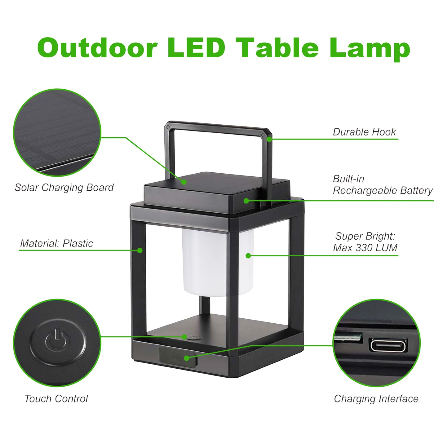 Unicozin Solar Lantern Outdoor Light, Outdoor Hanging for Patio Waterproof, 3 Brightness Levels, Rechargeable Table Light for Outside Porch Patio