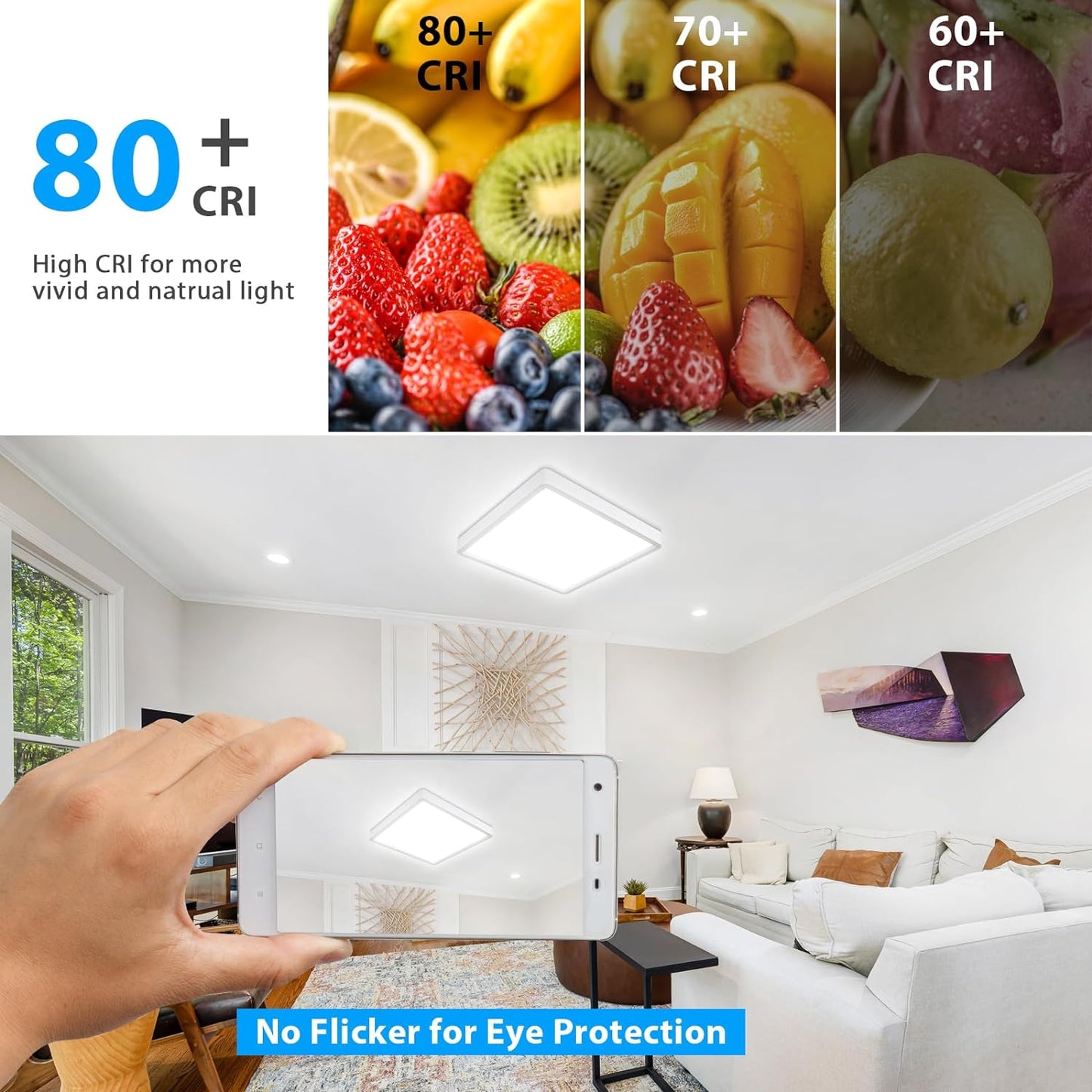 Unicozin Dimmable Ceiling Light with Remote Control, 8.7Inch 18W 3000K-6000K Light Color Adjustable, White Square LED Flush Mount Ceiling Lamp for Dining Room, Bedroom, Kitchen