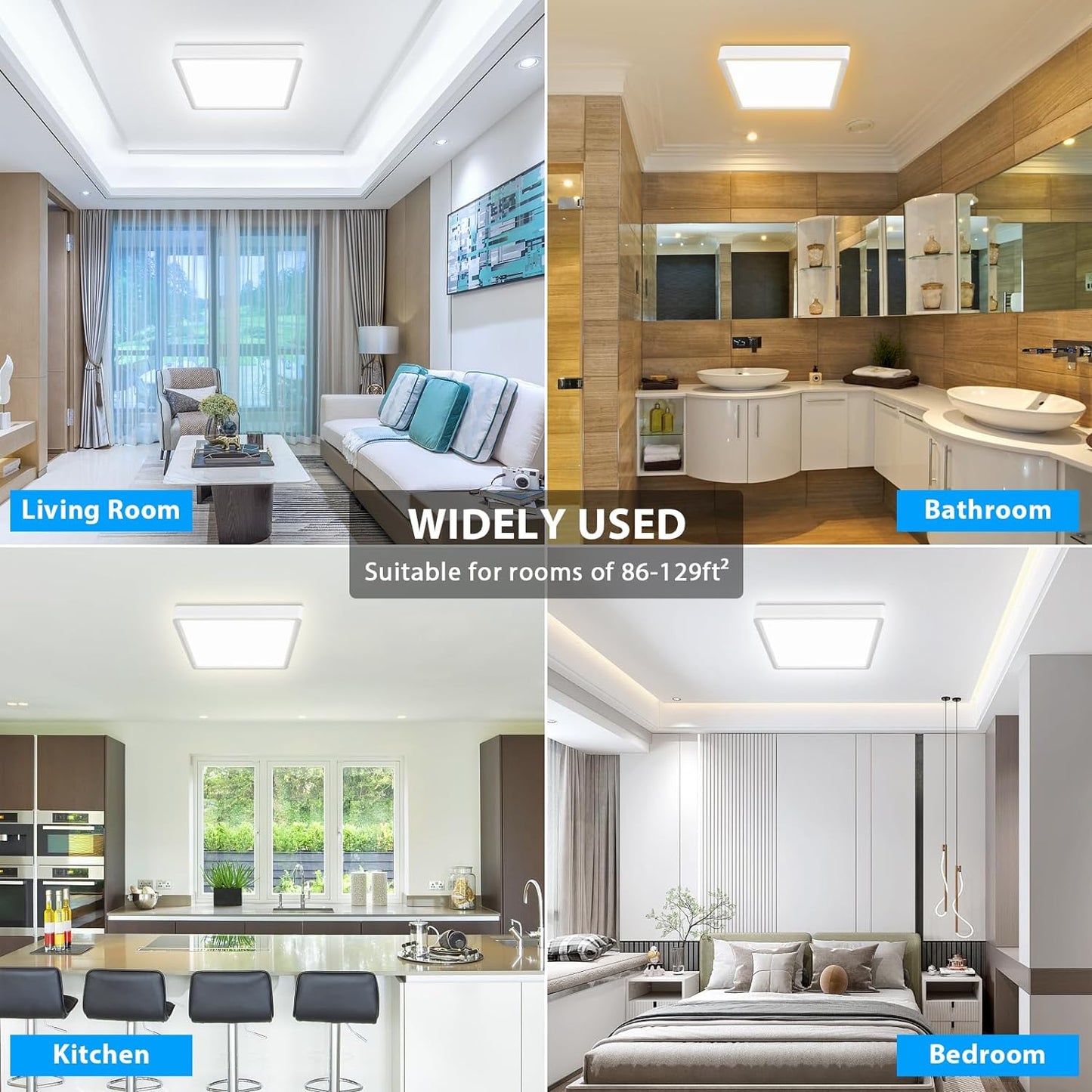 Unicozin Dimmable Ceiling Light with Remote Control, 8.7Inch 18W 3000K-6000K Light Color Adjustable, White Square LED Flush Mount Ceiling Lamp for Dining Room, Bedroom, Kitchen