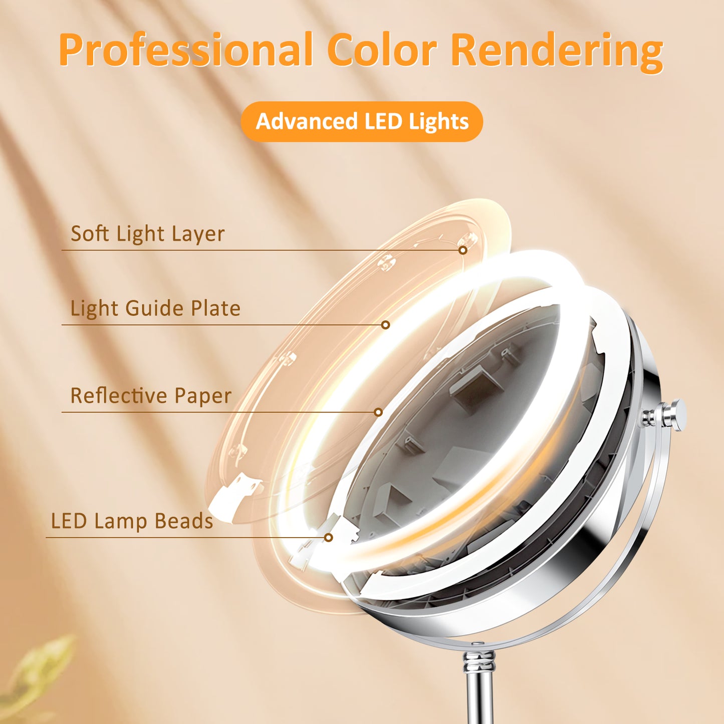 9" Double Sided Lighted Makeup Mirror with Stand, 1X/10X Magnification Vanity Mirror with 3 Colors Stepless Dimming, Portable & Rechargeable Touch Control 360°Swivel Light Up Mirror, Women Gift