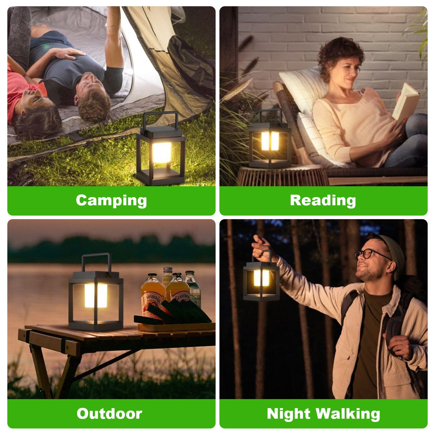 Unicozin Solar Lantern Outdoor Light, Outdoor Hanging for Patio Waterproof, 3 Brightness Levels, Rechargeable Table Light for Outside Porch Patio