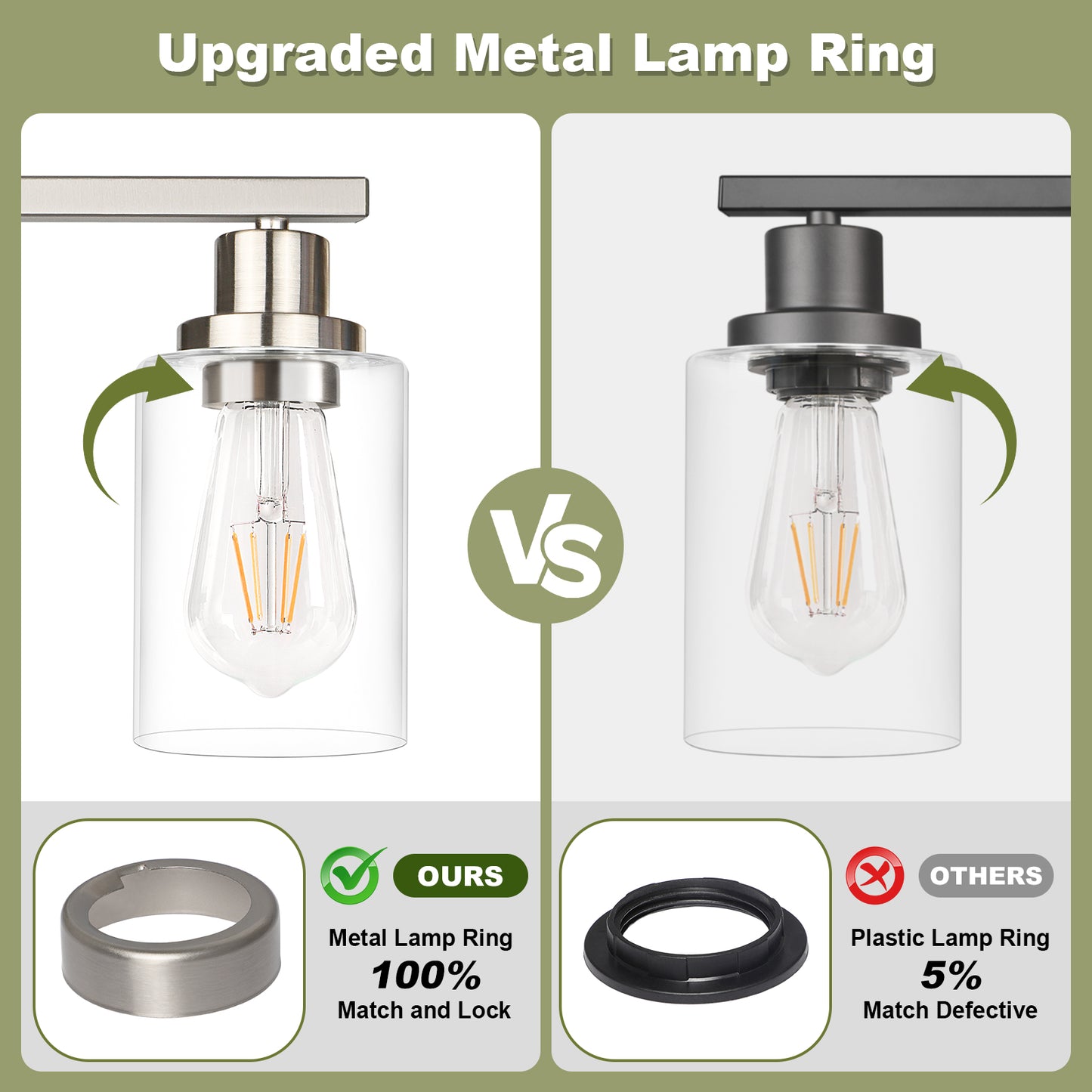 Unicozin Modern Bathroom Light Fixtures, 5 Light Vanity Lights Over Mirror, Brushed Nickel Wall Lamp with Clear Glass for Living Room Cabinet Bedroom Porch