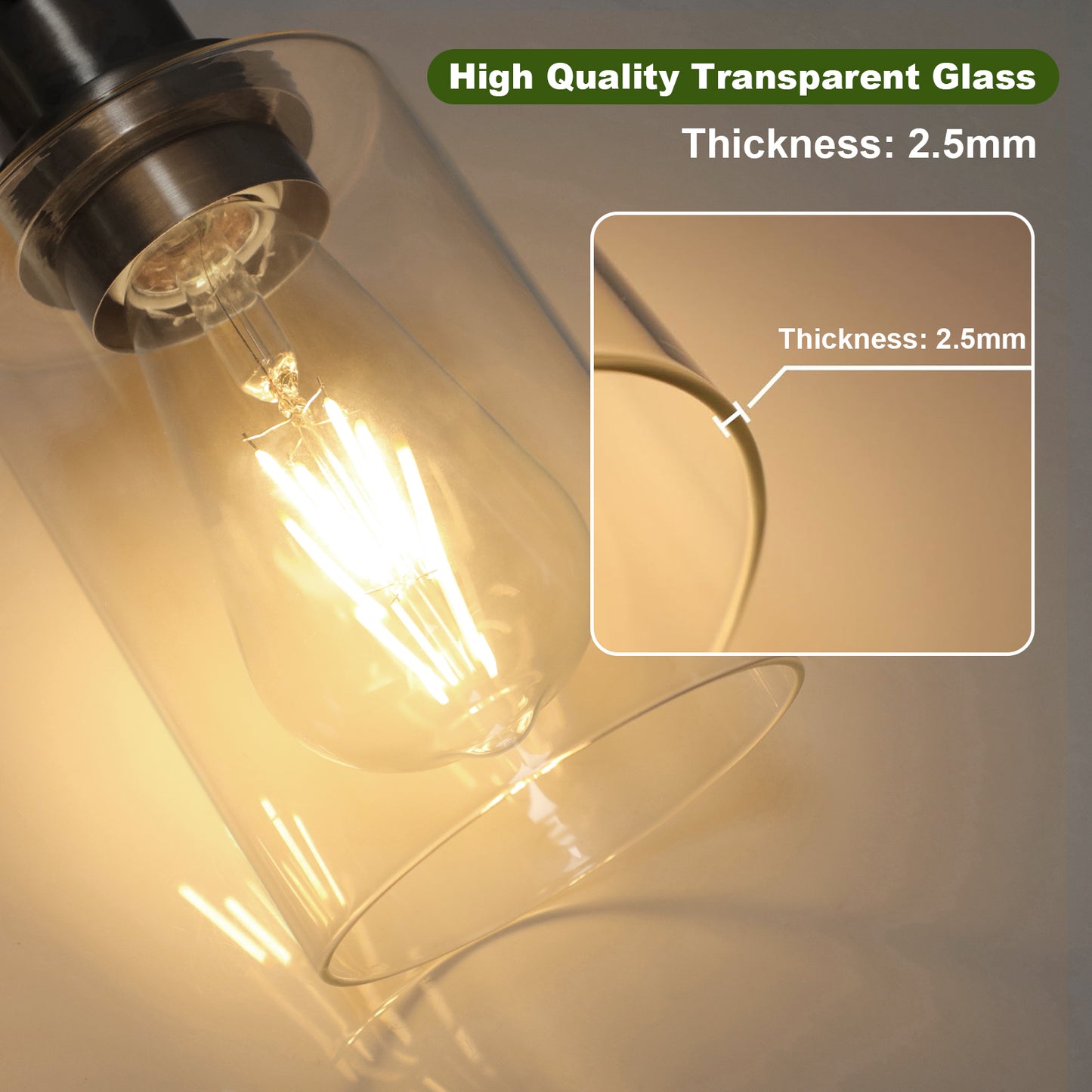 Unicozin Modern Bathroom Light Fixtures, 5 Light Vanity Lights Over Mirror, Brushed Nickel Wall Lamp with Clear Glass for Living Room Cabinet Bedroom Porch