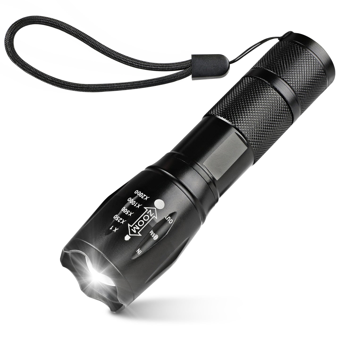Unicozin Taschenlampe, Led Taschenlampe Extrem Hell 2000 Lumen 5 Licht Modi und Einstellbar Fokus IP67 Wasserdicht Tragbarer Mini Taschenlampe für Camping und Andere Outdoor Aktivitäten (1 Stück)
