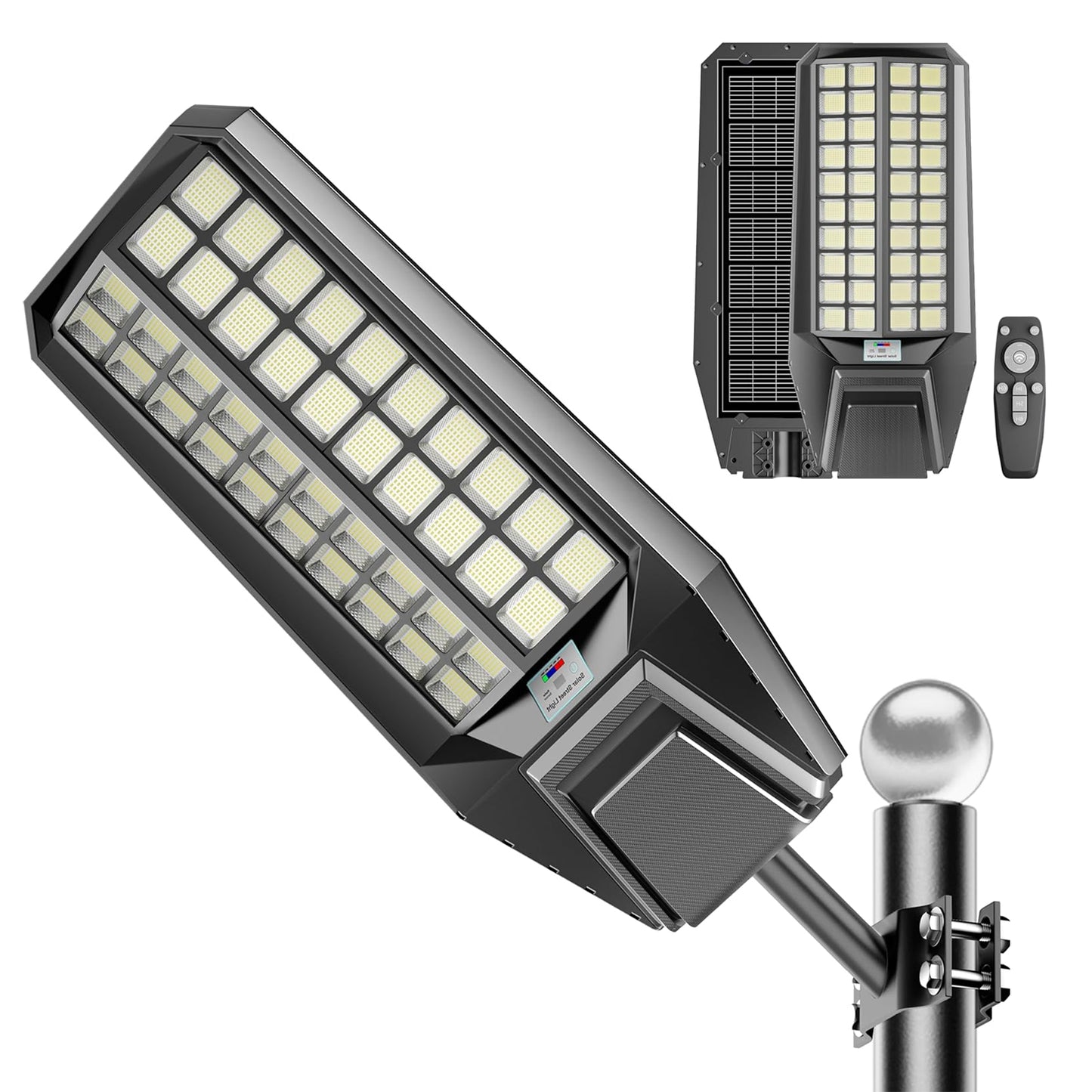 Unicozin Utral-Large Solar Street Light, 300000 Lumens, Energy-Efficient, Waterproof, Dusk-to-Dawn, Ideal for Commercial & Outdoor Parking Lots - Energy-Efficient Solar-Powered, 2 Pack