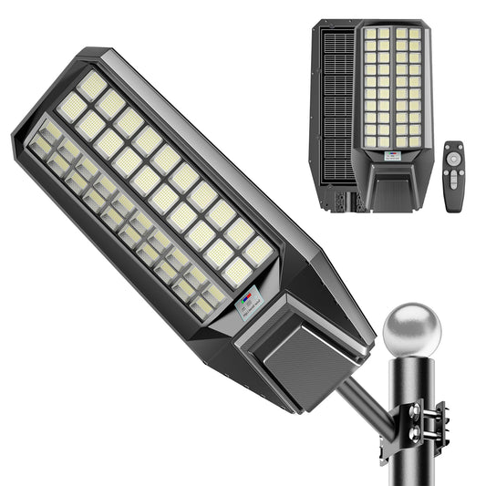 Unicozin Utral-Large Solar Street Light, 300000 Lumens, Energy-Efficient, Waterproof, Dusk-to-Dawn, Ideal for Commercial & Outdoor Parking Lots - Energy-Efficient Solar-Powered, 2 Pack
