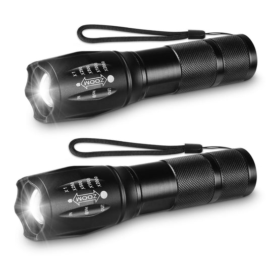 Unicozin LED Flashlight 2 Pack, Small Flashlights High Lumens with 5 Modes, Waterproof Zoomable Flash Light, Portable Torch for Camping Hiking Outdoor Home Emergency