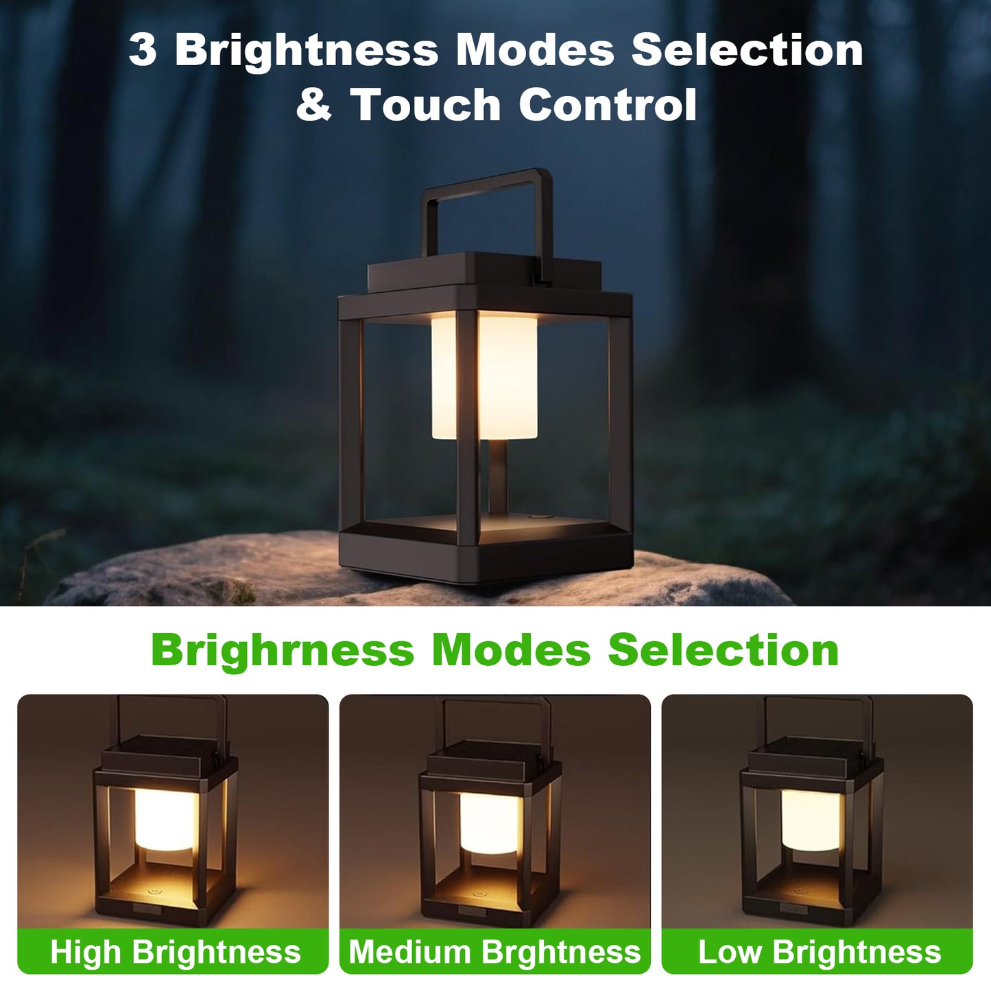 Unicozin Solar Lantern Outdoor Light, Outdoor Hanging for Patio Waterproof, 3 Brightness Levels, Rechargeable Table Light for Outside Porch Patio