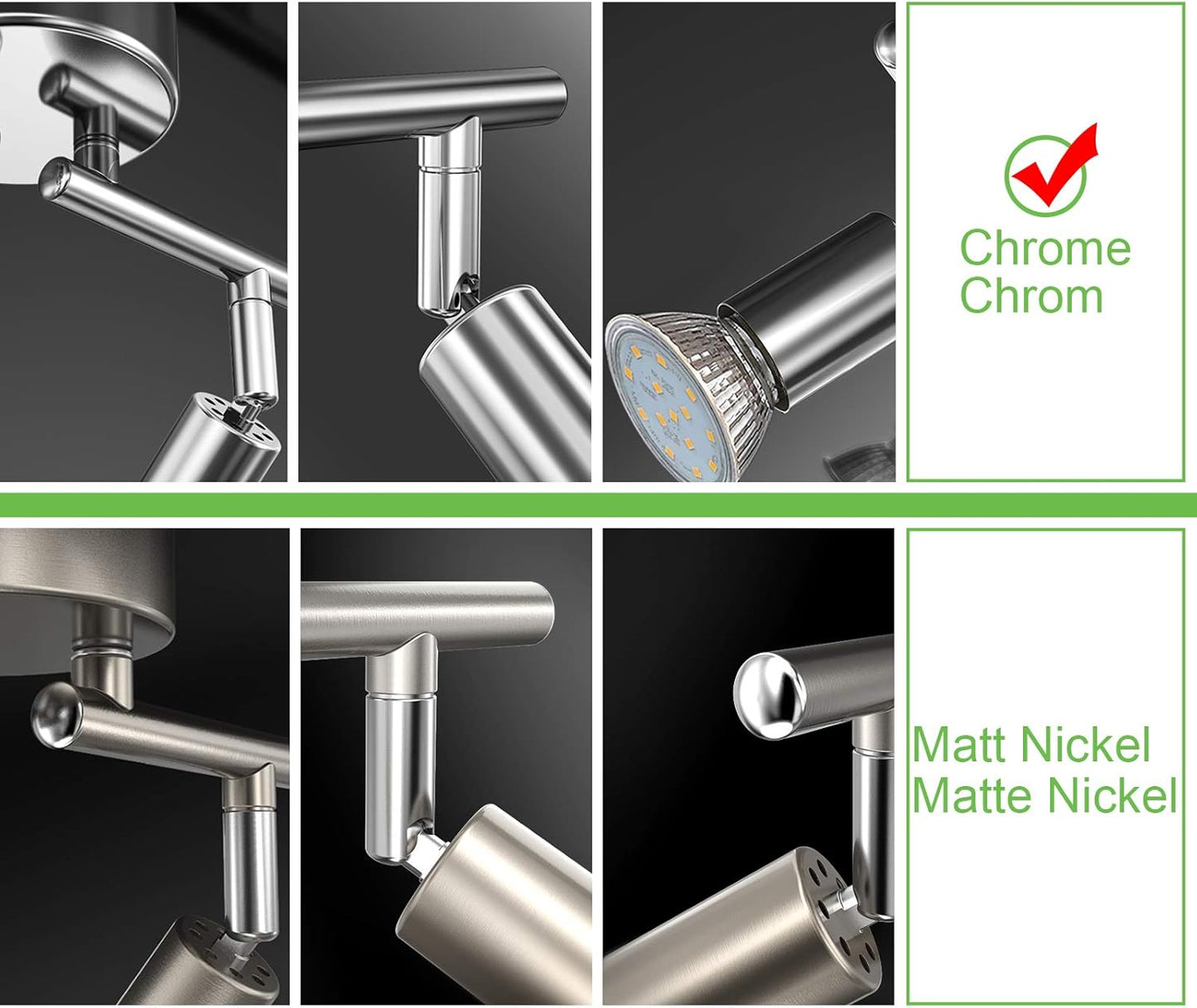 Unicozin LED Deckenleuchte, 4 Flammig Deckenstrahler Schwenkbar Chrom, Inkl. 4 x 4W GU10 LED Lampen, 400LM, Warmweiß, Deckenlampe Spot für Küche, Wohnzimmer, Schlafzimmer