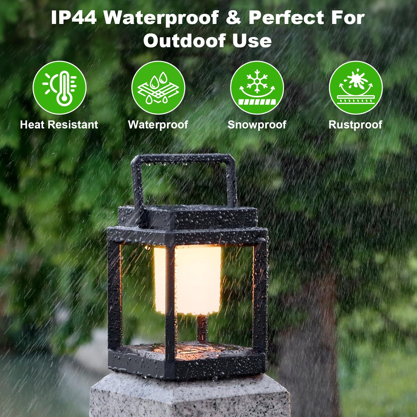 Unicozin Solar Lantern Outdoor Light, Outdoor Hanging for Patio Waterproof, 3 Brightness Levels, Rechargeable Table Light for Outside Porch Patio