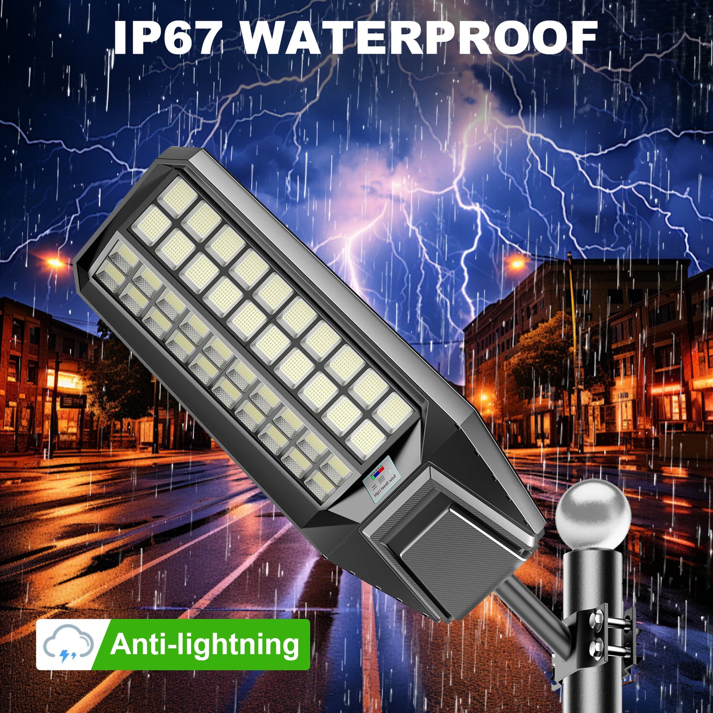 Unicozin Utral-Large Solar Street Light, 300000 Lumens, Energy-Efficient, Waterproof, Dusk-to-Dawn, Ideal for Commercial & Outdoor Parking Lots - Energy-Efficient Solar-Powered, 2 Pack