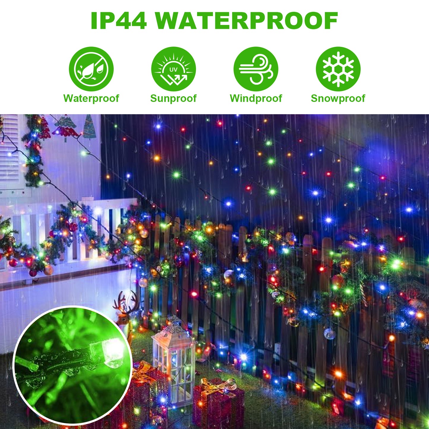 Unicozin 262FT 800 LED Color Changing Christmas Lights, Waterproof Indoor Outdoor Tree Fairy Lights Warm White & Multicolor 11 Modes with Timer Remote