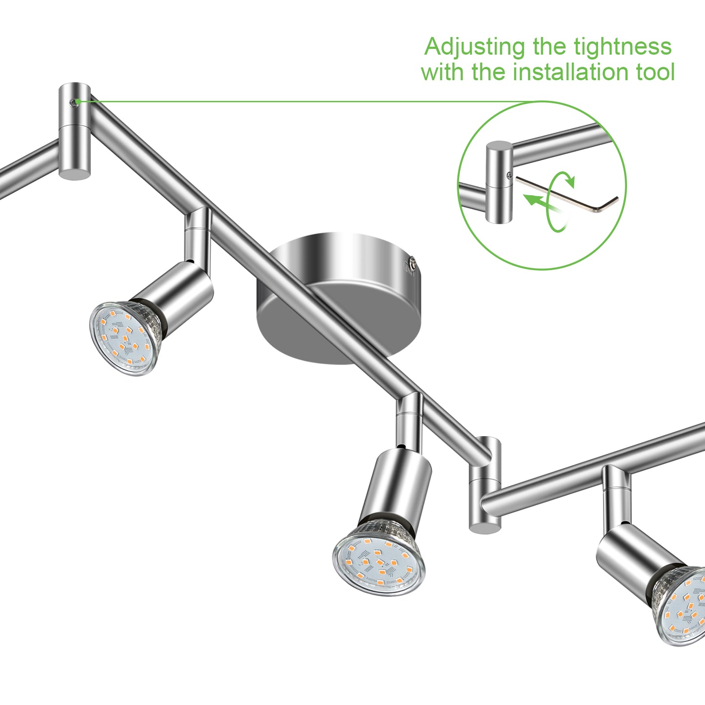 Unicozin LED Deckenleuchte, 6 Flammig LED Deckenstrahler Schwenkbar Chrom, Inkl. 6 x 3.5W GU10 LED Lampen, 380LM, Warmweiß, LED Deckenspot LED Deckenlampe, AC220-240V