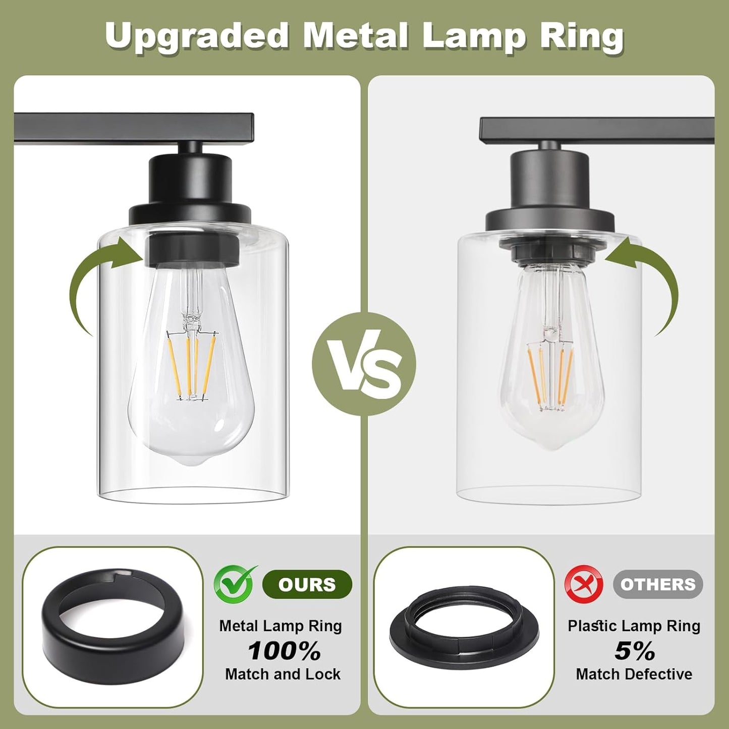 Unicozin Modern Bathroom Light Fixtures, 5 Light Vanity Lights Over Mirror, Black Wall Lamp with Clear Glass for Living Room Cabinet Bedroom Porch