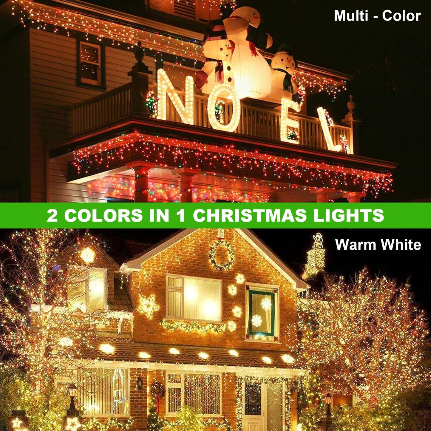 Unicozin 262FT 800 LED Color Changing Christmas Lights, Waterproof Indoor Outdoor Tree Fairy Lights Warm White & Multicolor 11 Modes with Timer Remote