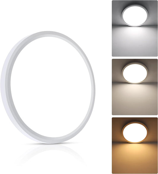 Unicozin 15.4 Inch Flush Mount Ceiling Light 32W, 3 Color Temperatures Selectable (3000K/4000K/6000K), 3200LM Ceiling Lamp White Shell, Round Flat Panel Light Surface Mount for Kitchen Bedroom, 1 Pack