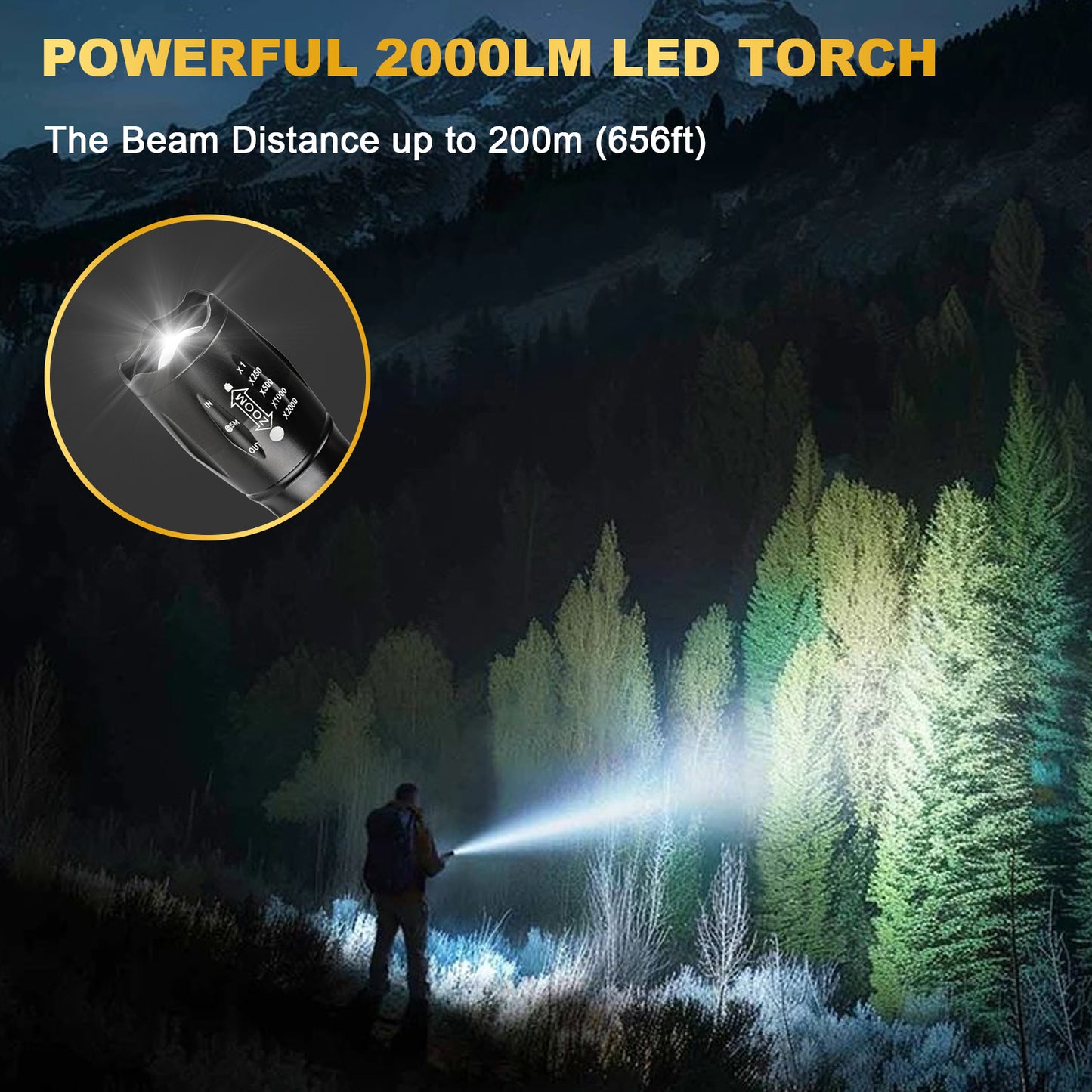 Unicozin LED Flashlight 2 Pack, Small Flashlights High Lumens with 5 Modes, Waterproof Zoomable Flash Light, Portable Torch for Camping Hiking Outdoor Home Emergency