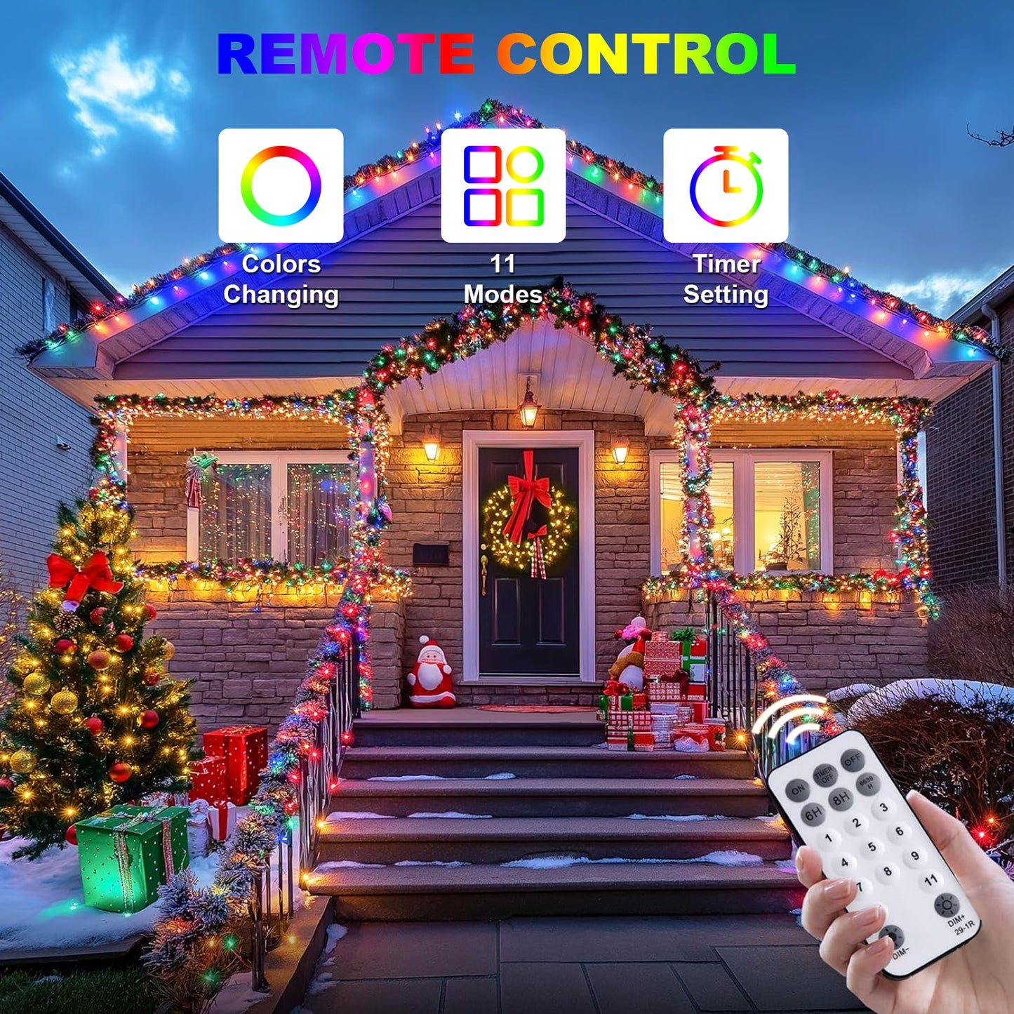 Unicozin 262FT 800 LED Color Changing Christmas Lights, Waterproof Indoor Outdoor Tree Fairy Lights Warm White & Multicolor 11 Modes with Timer Remote