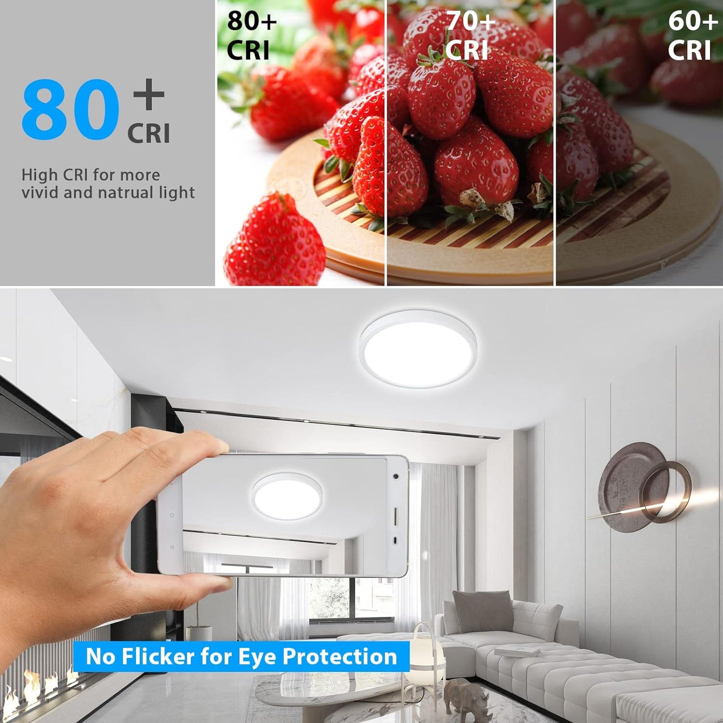 Unicozin Dimmable Ceiling Light with Remote Control, 8.7Inch 18W 3000K-6000K Light Color Adjustable, Round LED Flush Mount Ceiling Lamp, White Flat Panel Light for Dining Room, Bedroom, Kitchen