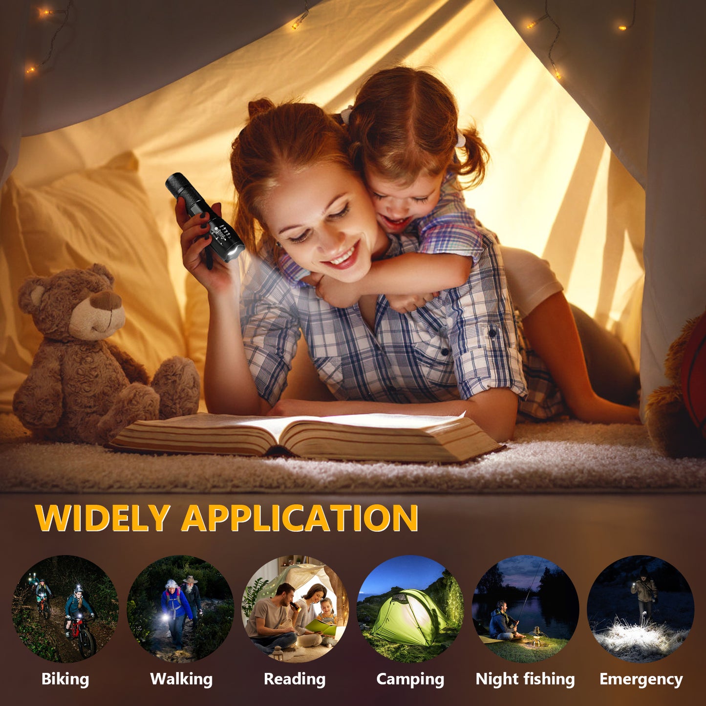 Unicozin Taschenlampe, Led Taschenlampe Extrem Hell 2000 Lumen 5 Licht Modi und Einstellbar Fokus IP67 Wasserdicht Tragbarer Mini Taschenlampe für Camping und Andere Outdoor Aktivitäten (1 Stück)
