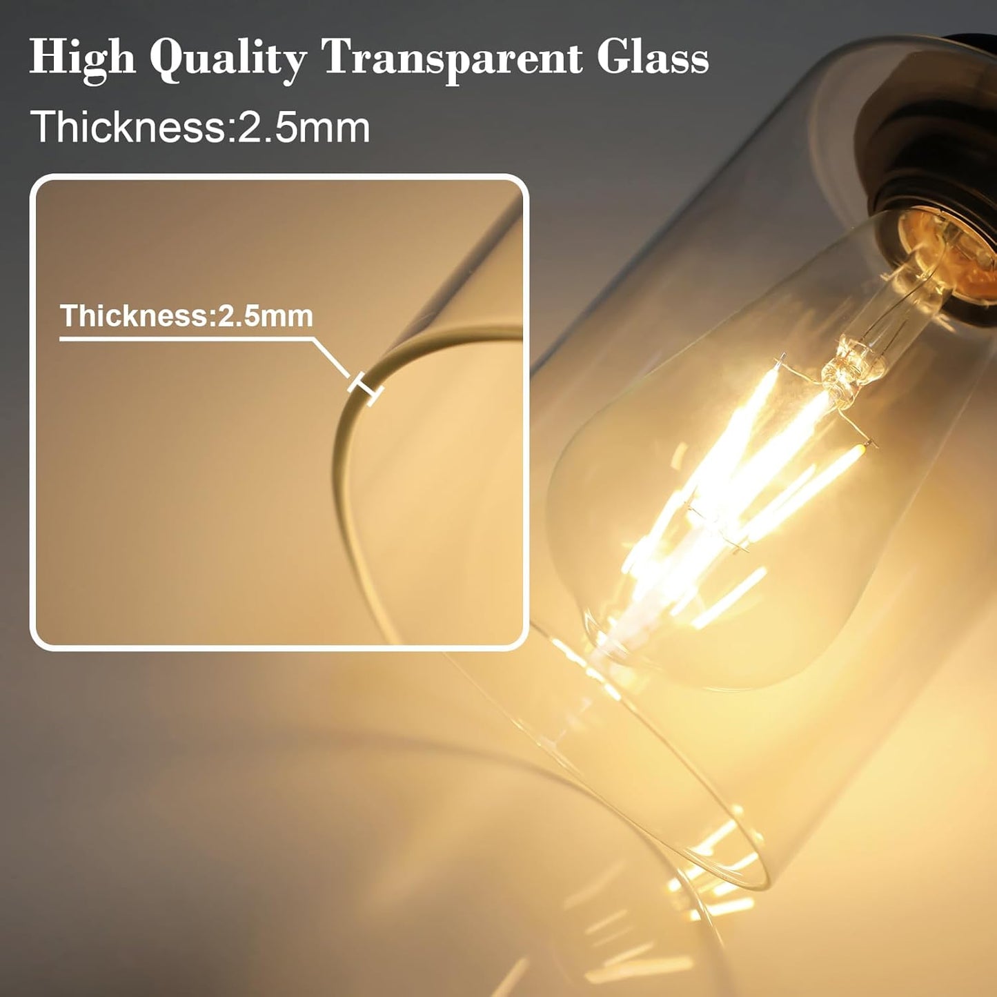 Unicozin Modern Bathroom Light Fixtures, 4 Light Vanity Lights Over Mirror, Black Wall Lamp with Clear Glass for Living Room Cabinet Bedroom Porch