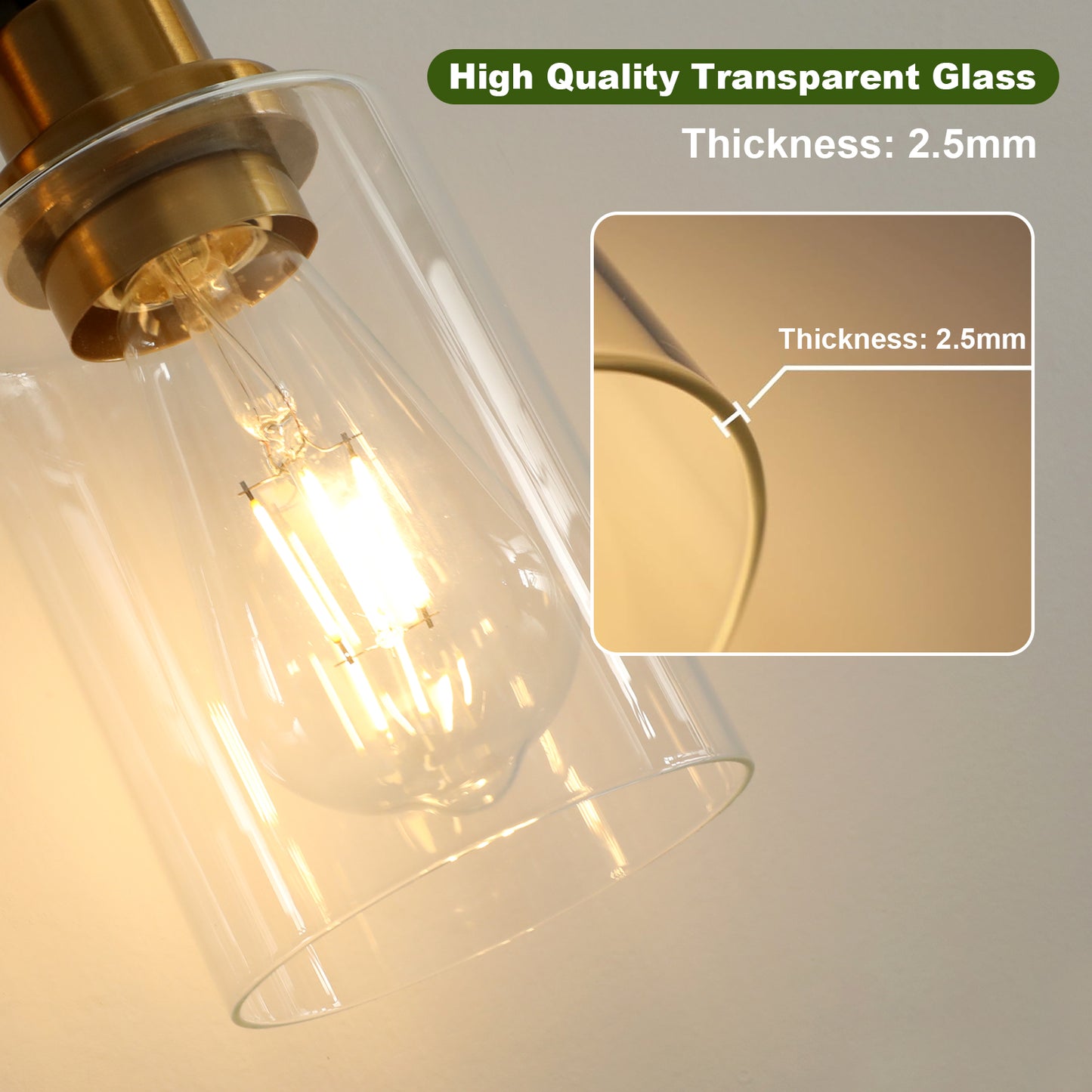 Unicozin Modern Bathroom Light Fixtures, 4 Light Vanity Lights Over Mirror, Black and Gold Wall Lamp with Clear Glass for Living Room Cabinet Bedroom Porch