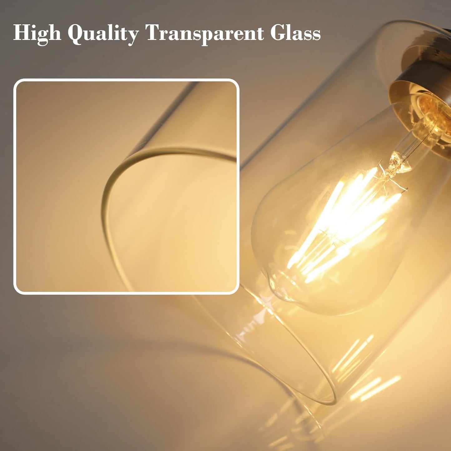 Unicozin Modern Bathroom Light Fixtures, 4 Light Vanity Lights Over Mirror, Brushed Nickel Wall Lamp with Clear Glass for Living Room Cabinet Bedroom Porch